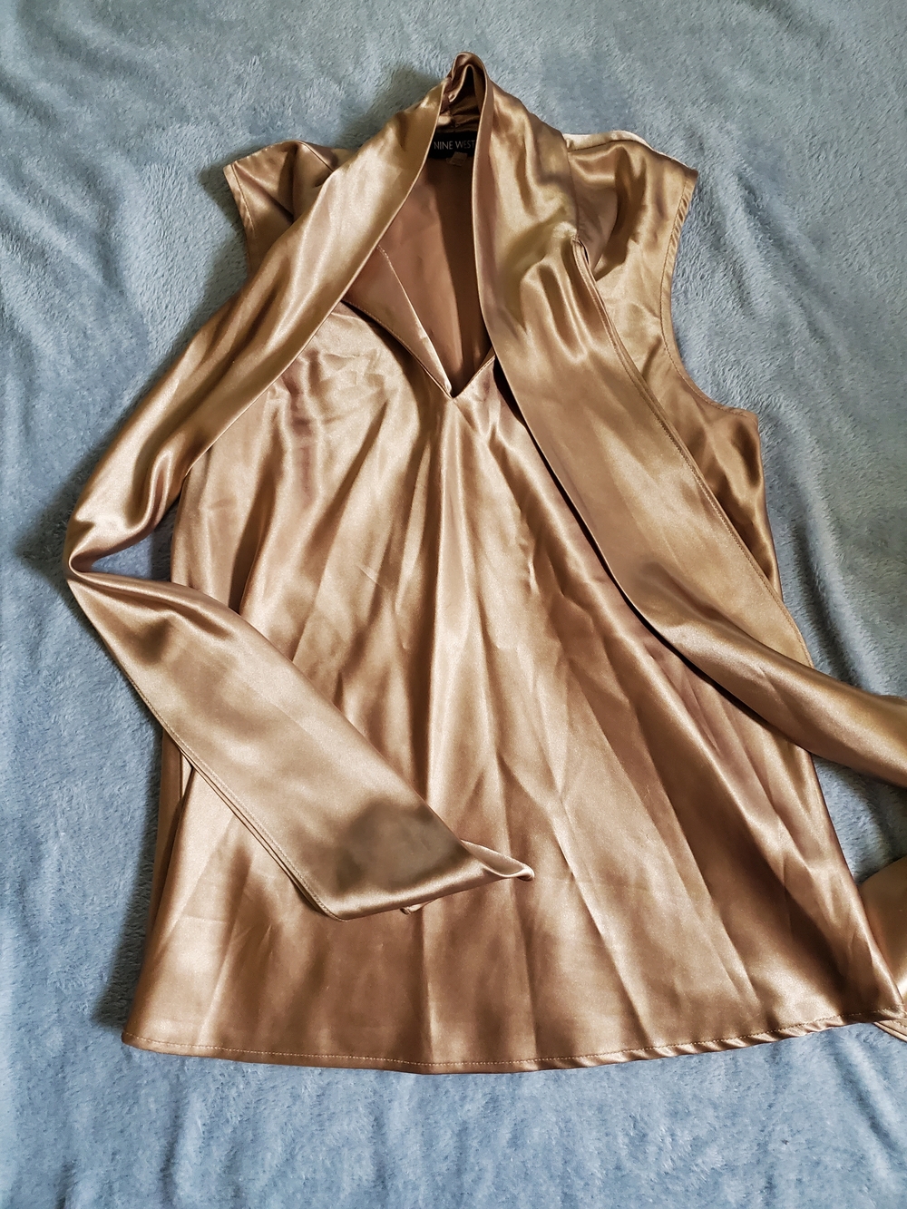 Nine West Shiny Champagne Satin Top
